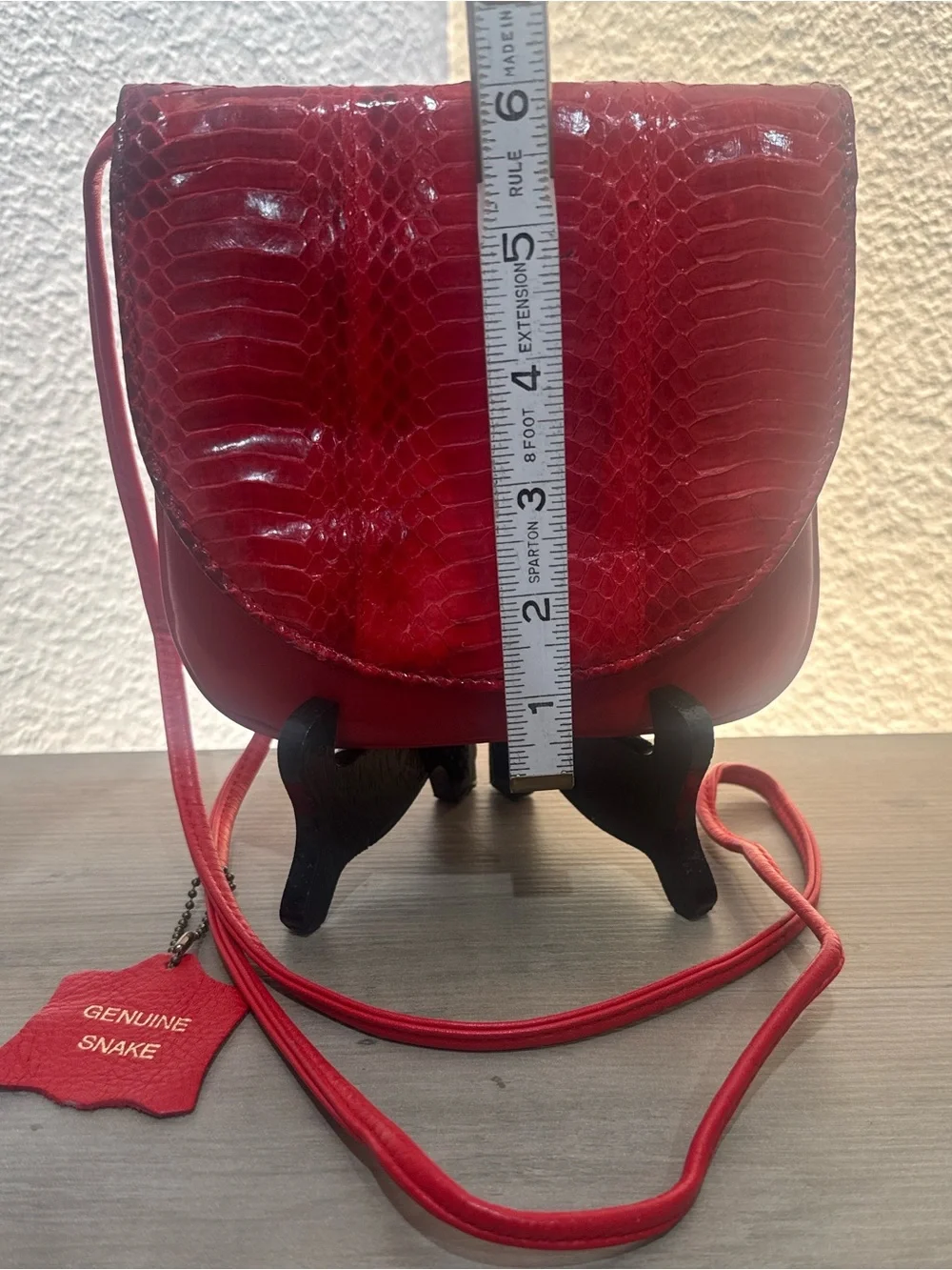 Vintage Jennifer Moore Genuine Snake Red Leather Crossbody Shoulder Purse Bag